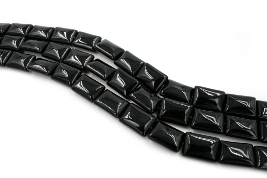 Agata nera fili rettangoli 25x18mm