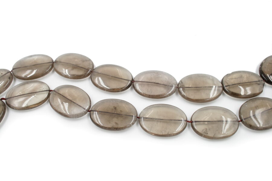Quarzo fumè fili flat oval 40x30mm