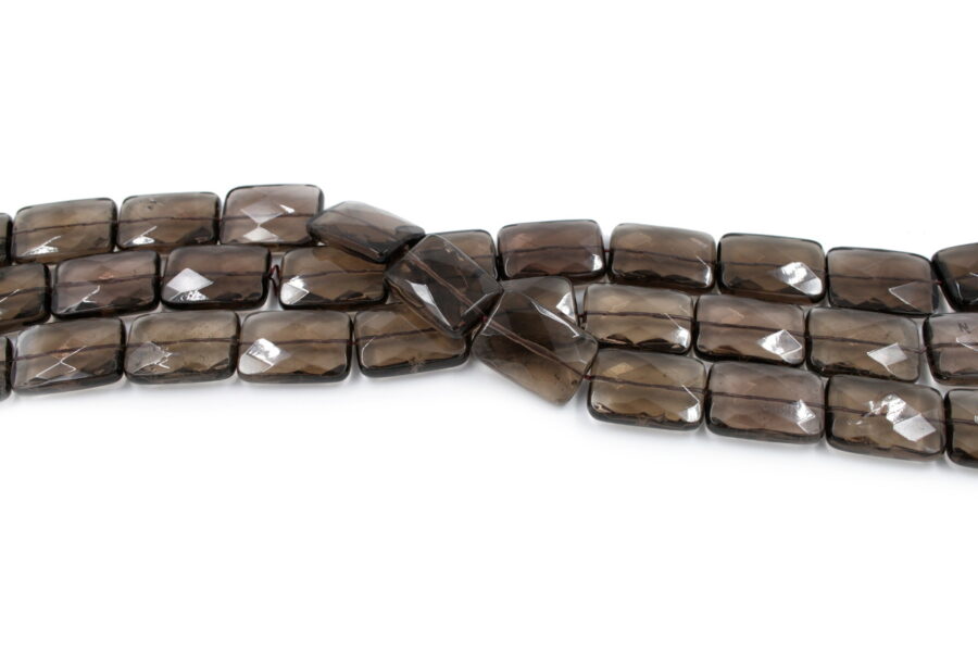 Quarzo fumè fili rettangoli sfaccettati 25x18mm