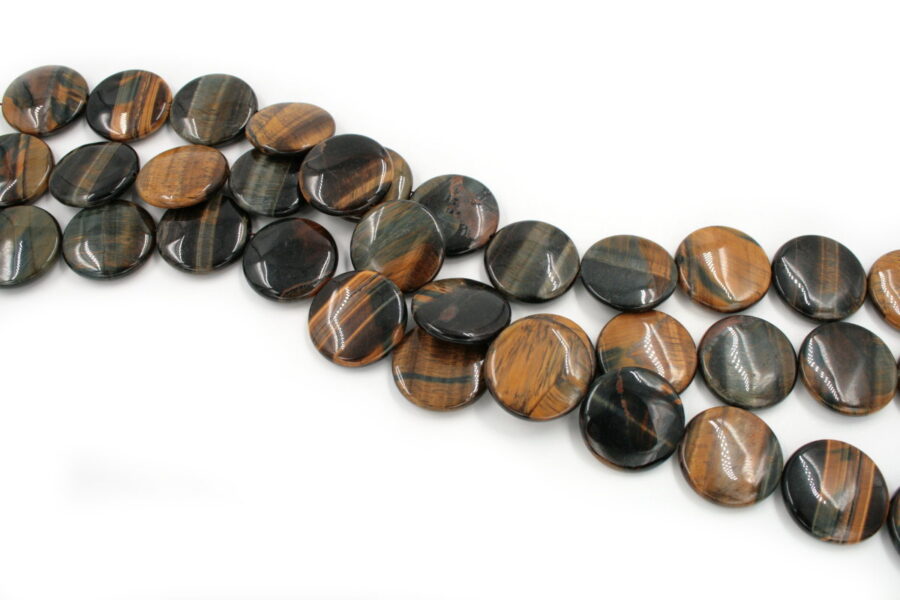 brown tiger eye fili monete 20mm