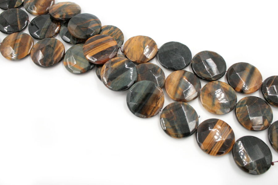 brown tiger eye fili monete sfaccettate 30mm