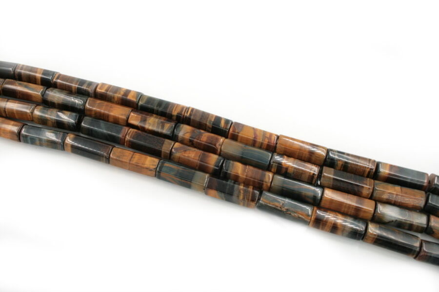brown tiger eye fili cilindri esagonali 30x12mm