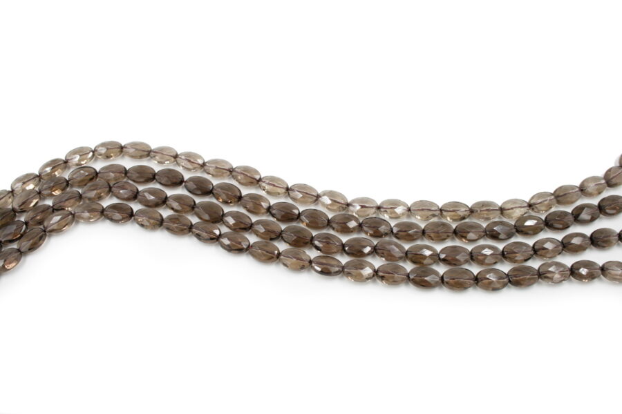 Quarzo fumè fili flat oval sfaccettati 12x8mm