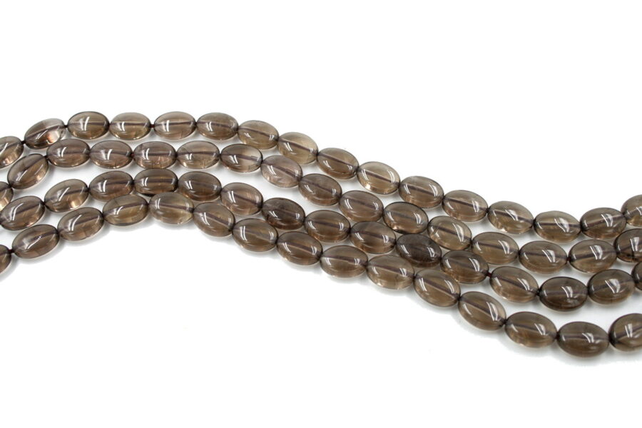 Quarzo fumè fili flat oval 14x10mm