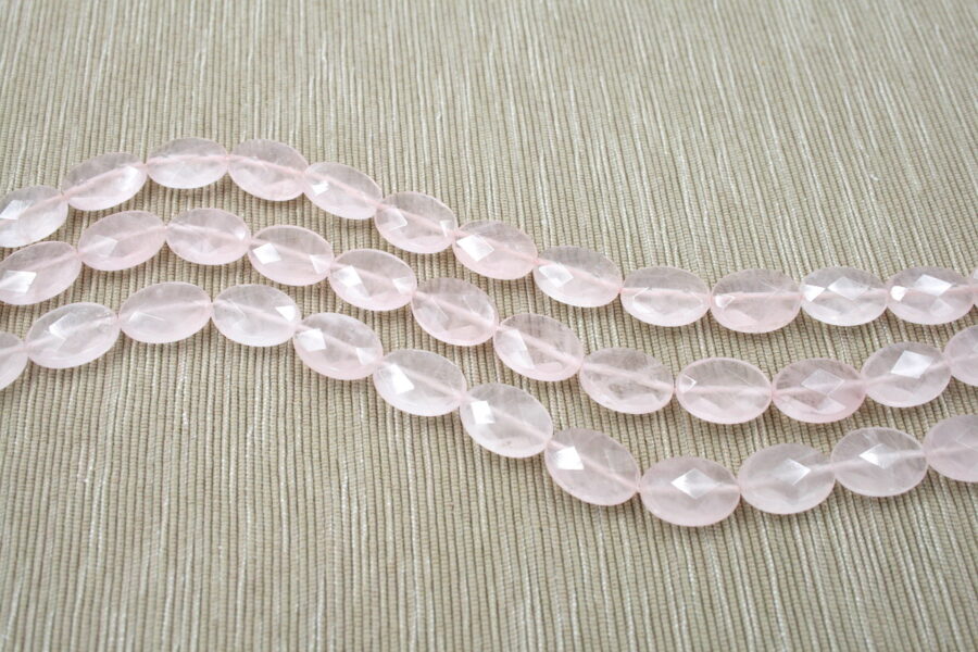 Quarzo rosa fili flat oval sfaccettati 18x13mm