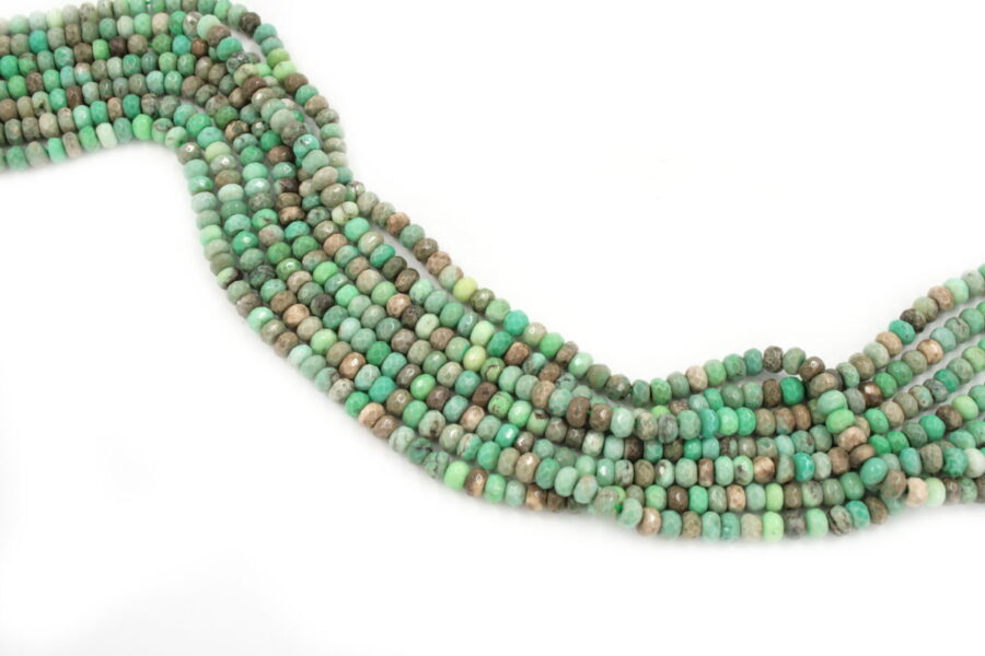 Green grass agate fili rondelle sfaccettate 6x4mm
