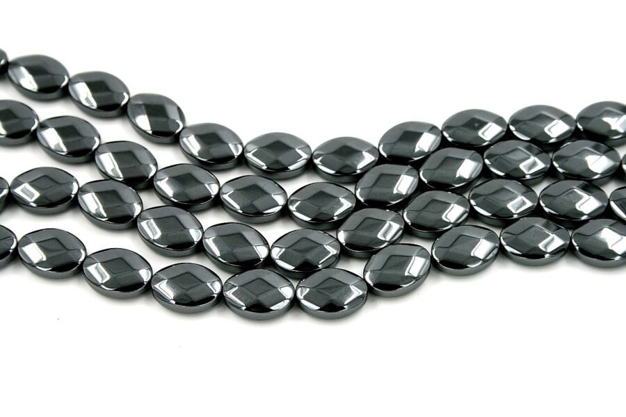 Ematite fili flat oval sfaccettati 14x10mm