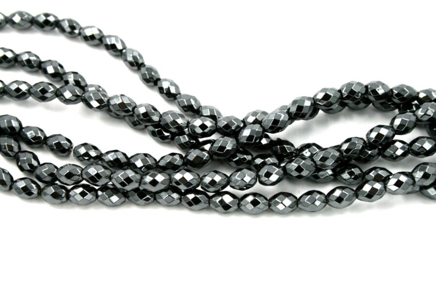 Ematite fili olive sfaccettate 8x6mm