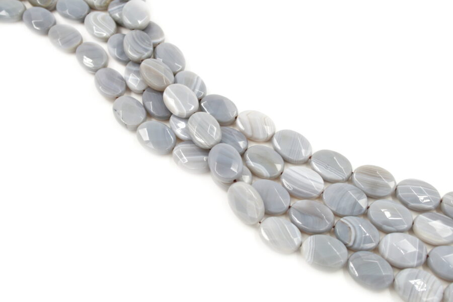 agata botswana grigia fili flat oval sfacc.18x13mm