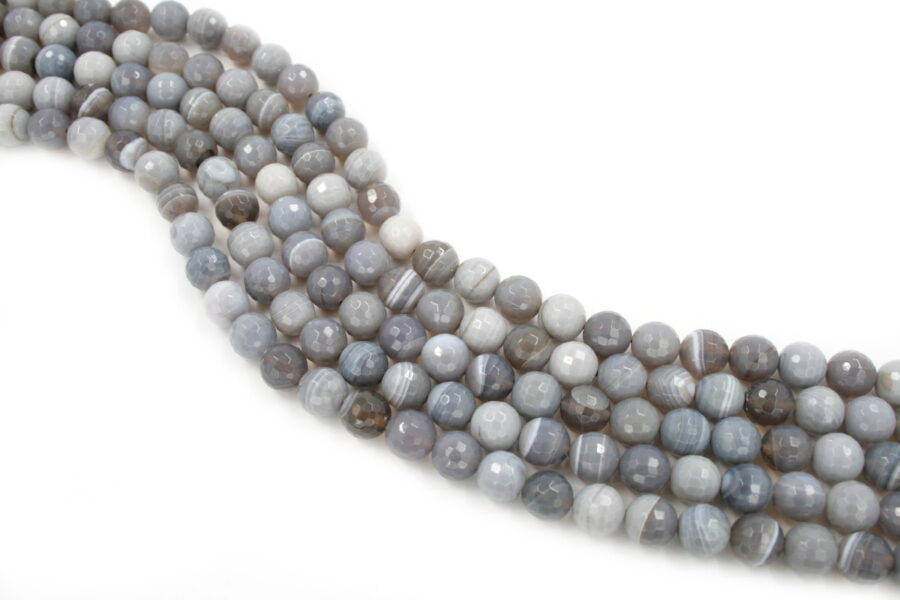 agata botswana grigia fili round sfaccettati 10mm