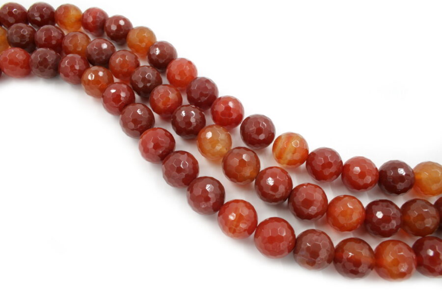 Agata rossa fili round sfaccettati 18mm multicolor