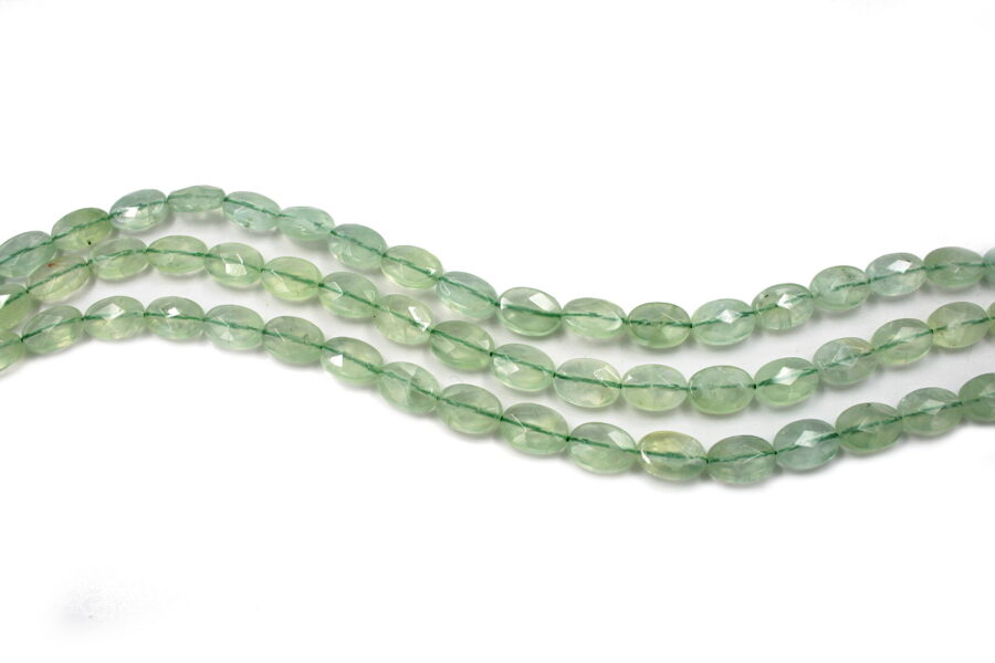 Quarzo verde tormalinato fili flat oval sfaccettati 14x10mm