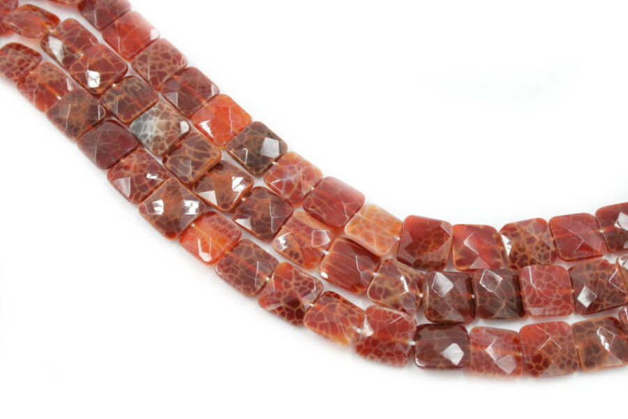 fire agate fili quadrati sfaccettati 15mm