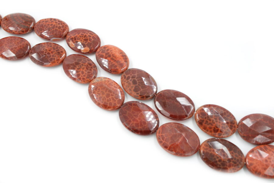 fire agate fili flat oval 40x30mm