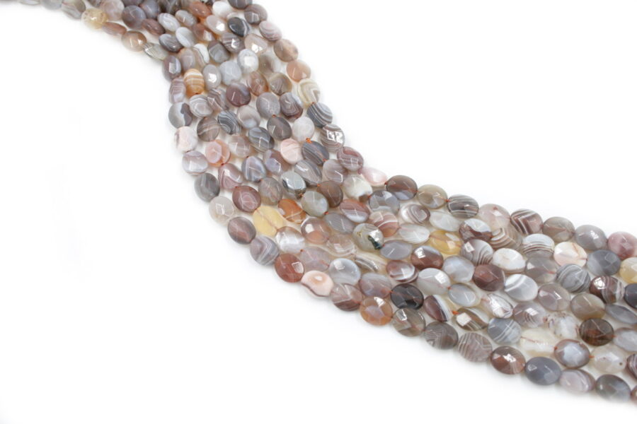 agata botswana fili flat oval sfaccettati 10x8mm