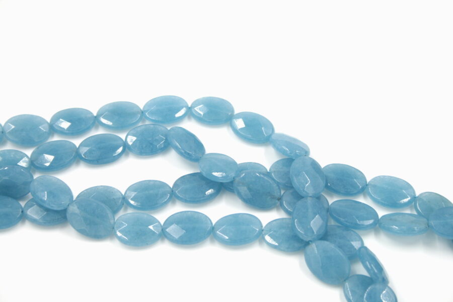 Blue spong quartz fili flat oval sfaccett. 18x13mm