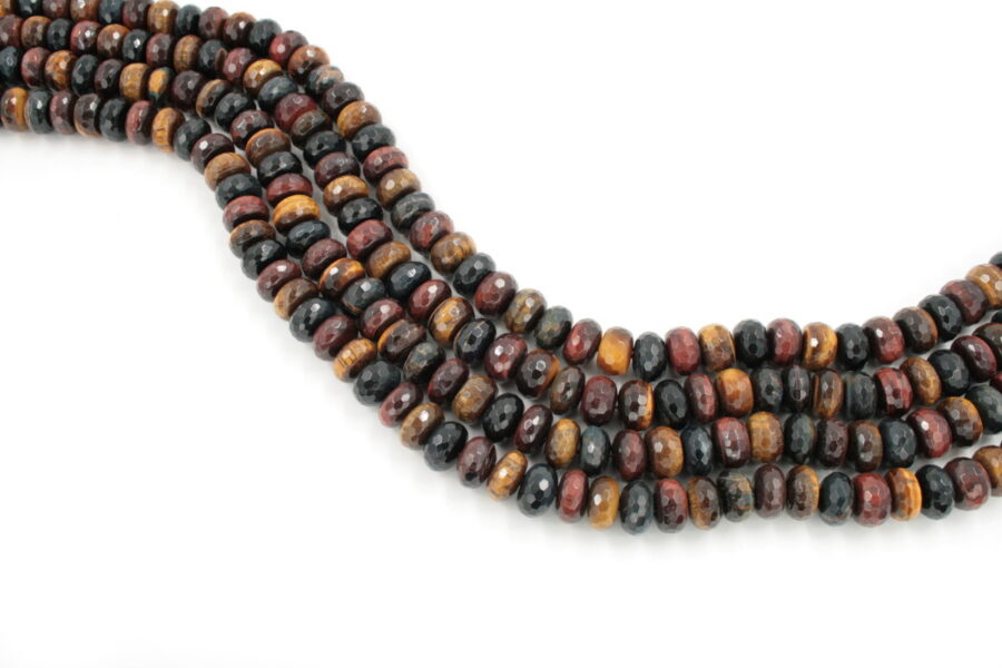 Occhio di Tigre Multicolor fili rondelle sfaccettate 14x8mm