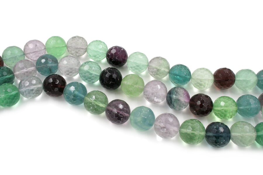 Fluorite fili round sfaccettati 20mm - Verde e Multicolor - immagine 2