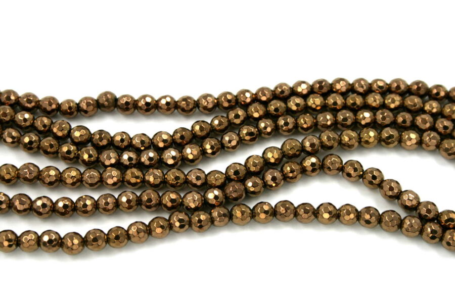 Ematite fili round sfaccettati 6mm bronzo