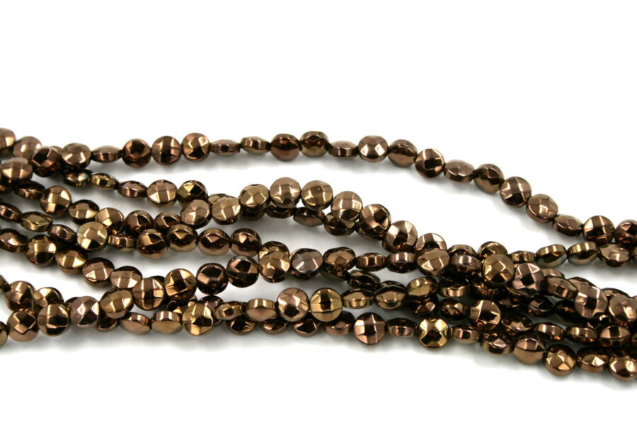 Ematite fili monete sfaccettate 6mm rame