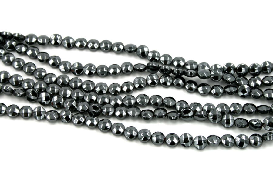 Ematite fili monete sfaccettate 6mm
