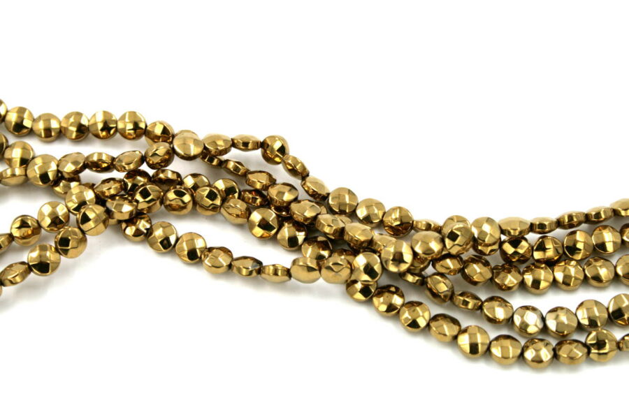 Ematite fili monete sfaccettate 6mm oro