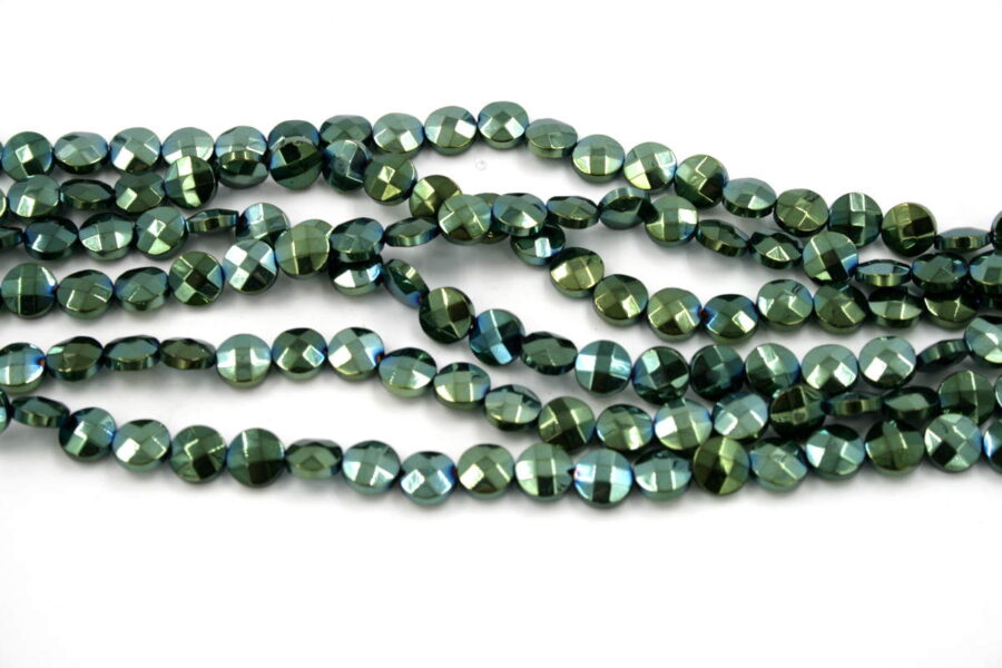Ematite fili monete sfaccettate 8mm verde