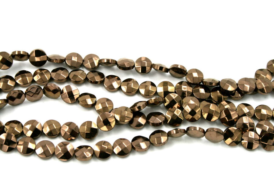 Ematite fili monete sfaccettate 8mm rame