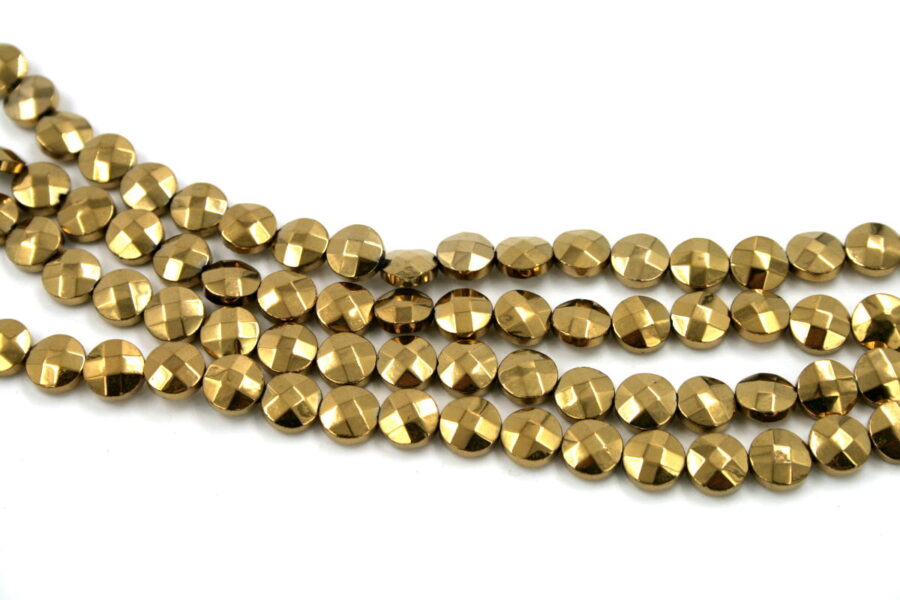 Ematite fili monete sfaccettate 8mm oro