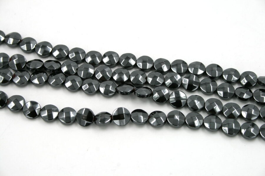 Ematite fili monete sfaccettate 8mm