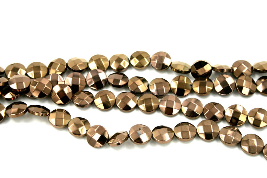 Ematite fili monete sfaccettate 10mm bronzo