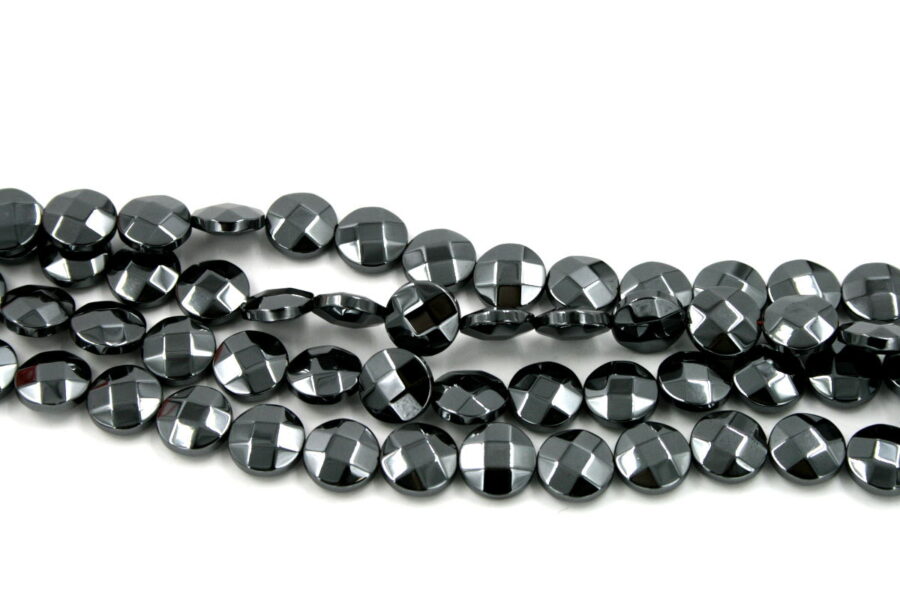 Ematite fili monete sfaccettate 10mm