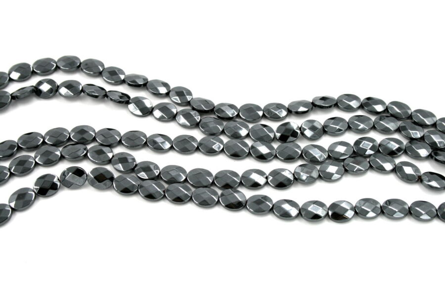 Ematite fili flat oval sfaccettati 10x8mm