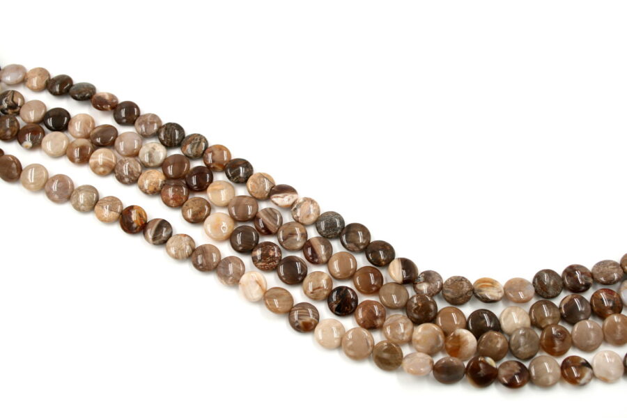wood opalite fili monete 12mm