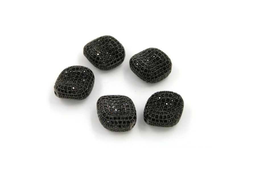 Sassi in ottone pave' di zirconi 20 x 15mm (nero)