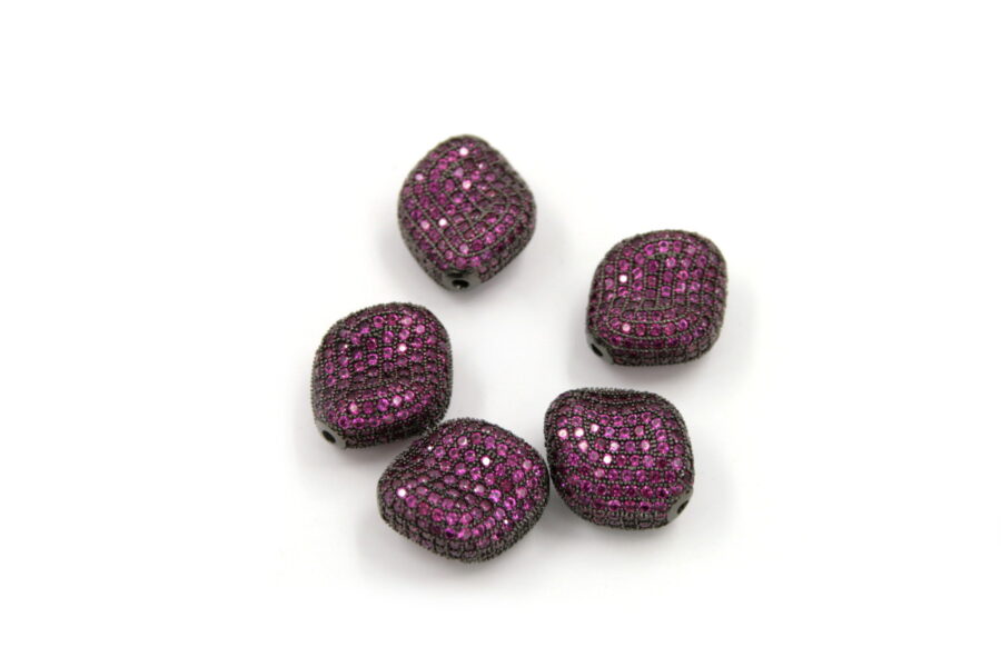 Sassi in ottone pave' di zirconi 20 x 15mm (viola)