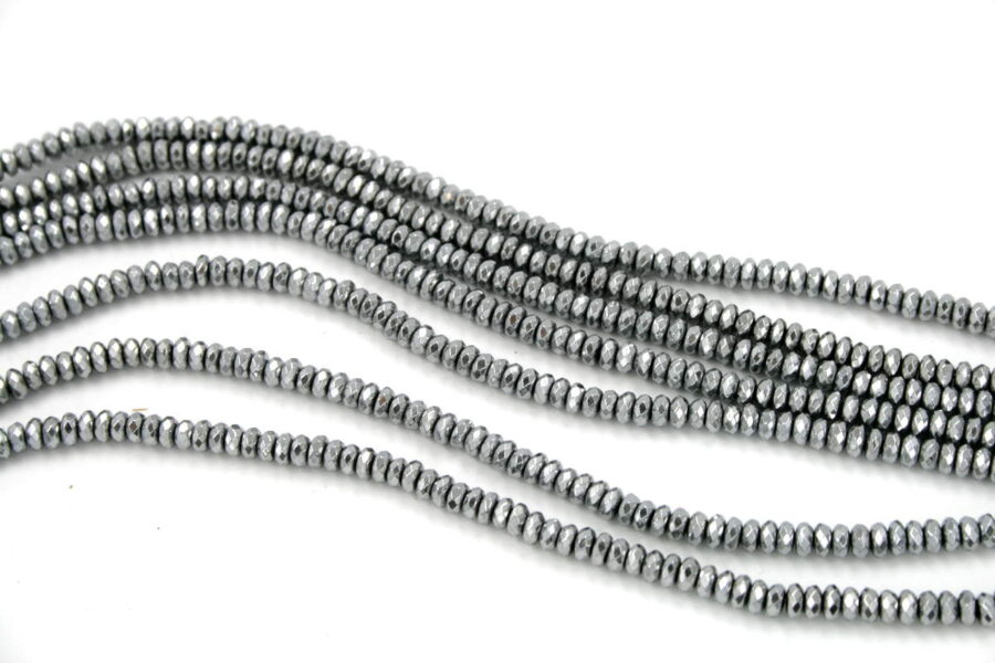 Ematite fili rondelle sfaccettate 4x2mm silver