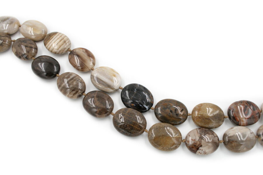 Wood opalite fili flat oval 27x25mm +/-