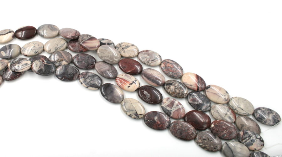 Porcelain Jasper fili flat oval 30x20mm