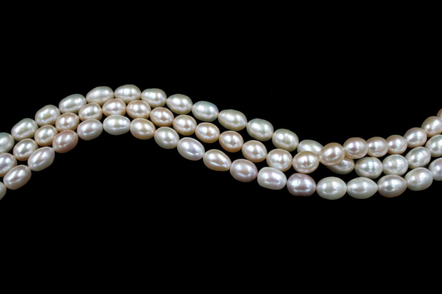 Perle d'acqua Dolce fili "riso"10½-11½mm - Bianco e Color Naturale