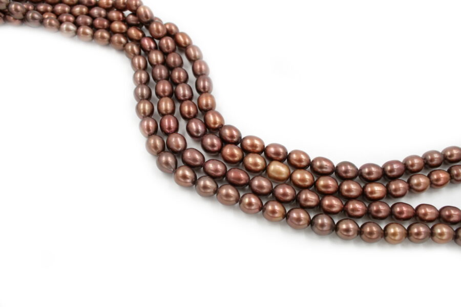Perle d'acqua Dolce fili riso chocolate 9-9½mm - immagine 2