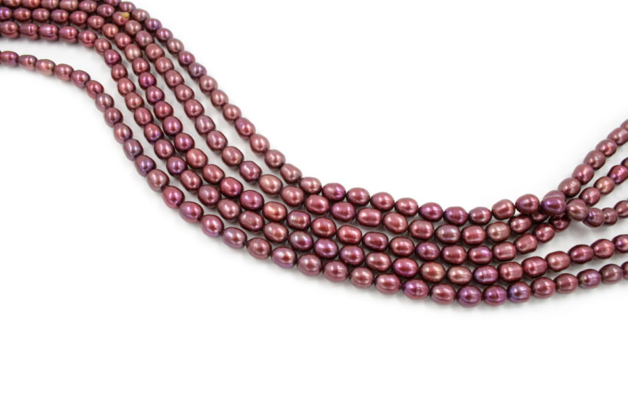 Perle d'acqua Dolce fili riso 7-7½mm - Color Bordeaux - immagine 2