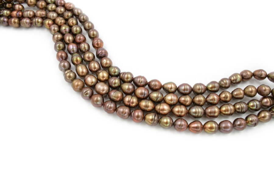 Perle d'acqua Dolce fili riso chocolate 8-9mm - immagine 3