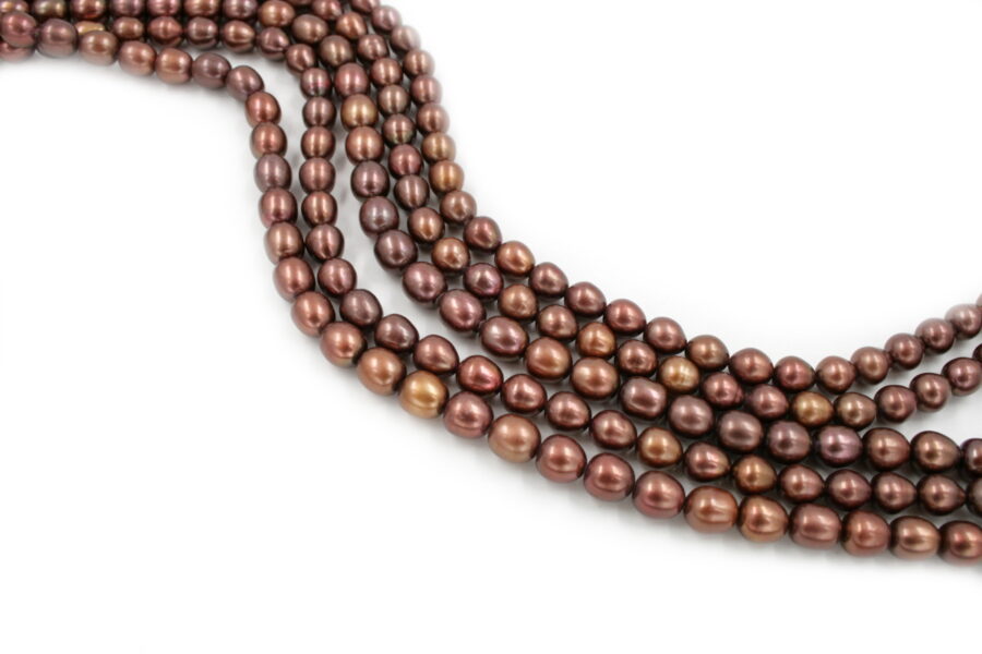 Perle d'acqua Dolce fili riso chocolate 7½-8mm - immagine 2