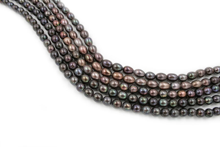 Perle d'acqua Dolce fili riso colore nero 8-9mm - immagine 2
