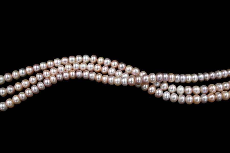 Perle d'acqua Dolce fili "bottone" 10-10½mm - Color Bianco e Naturale
