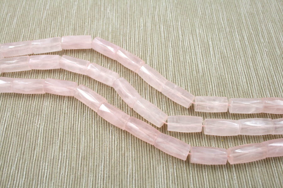 Quarzo rosa fili cilindri sfaccettati 20x10mm