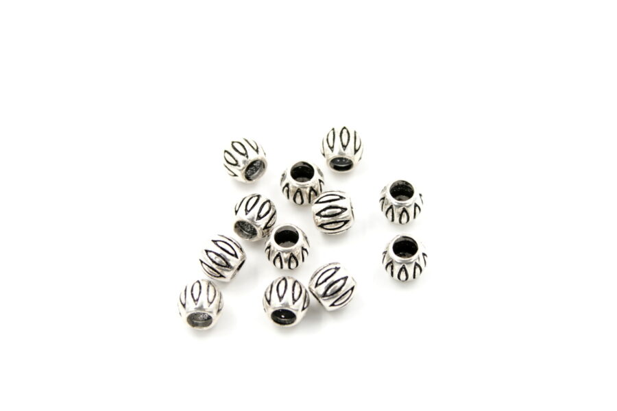 Argento distanziatori barilotto 9x7mm