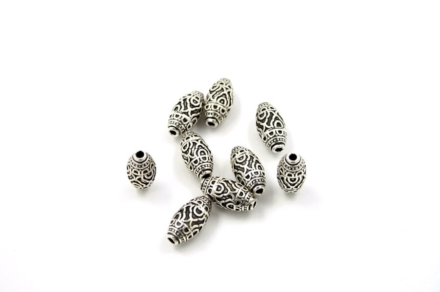 Argento distanziatori olive 16x8mm