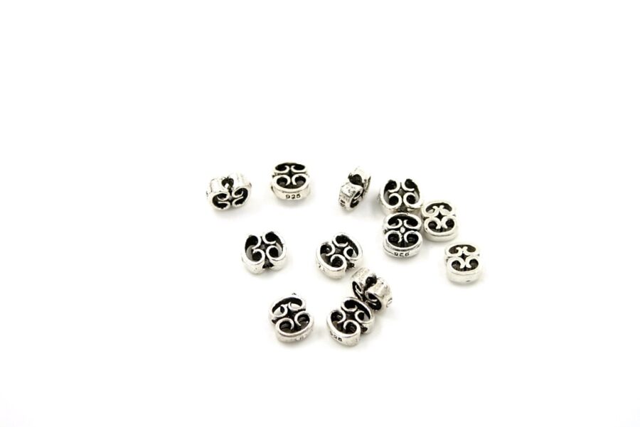 Argento distanziatori fantasia 6½x3mm
